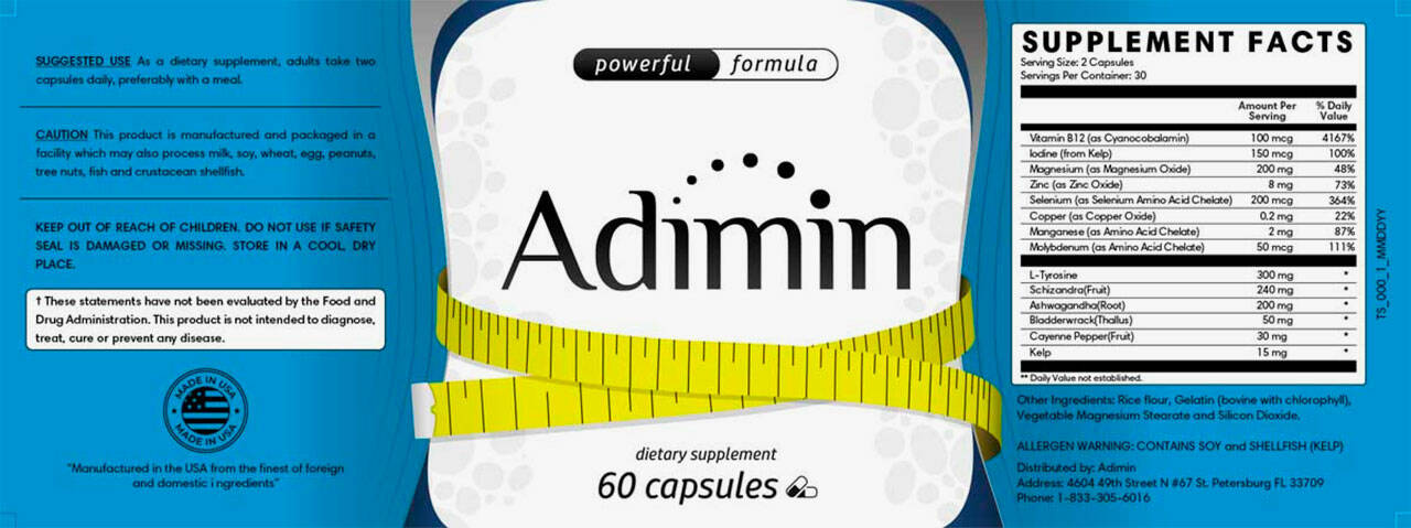 Adimin Supplement Facts